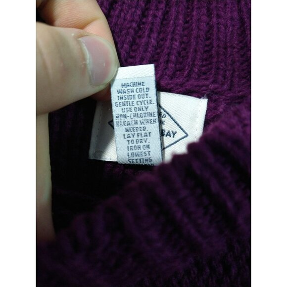 St Johns Bay Sweater Womens Large Purple Cable Knit Pull Over Crew Neck - Picture 7 of 8